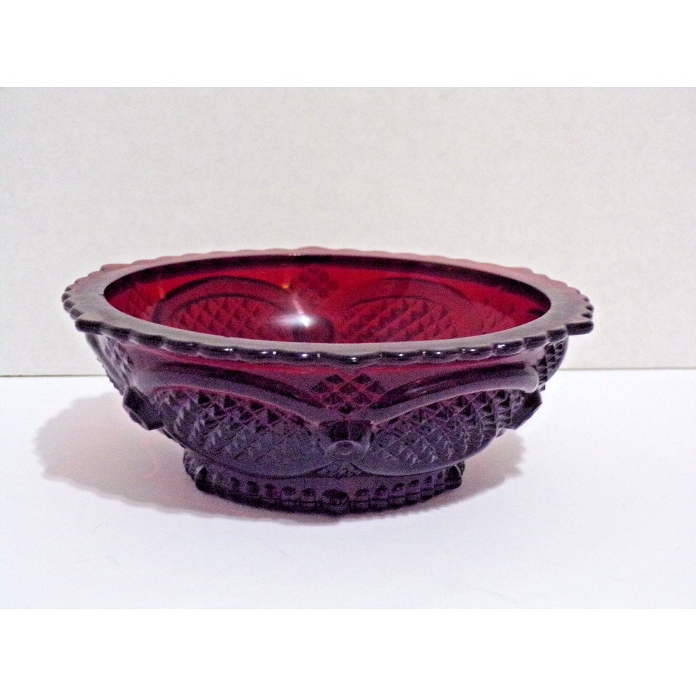 Avon Ruby Red Cape Cod 1876 Glass Dessert or Fruit Bowl Vintage 1983